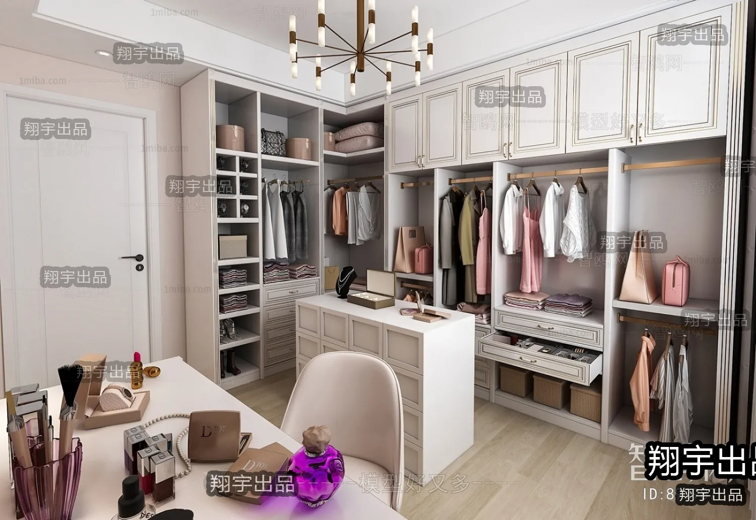 Dressing Room 3D Interior Scene - European Style - 024