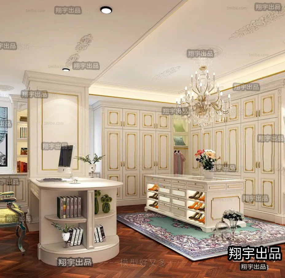 Dressing Room 3D Interior Scene - European Style - 025