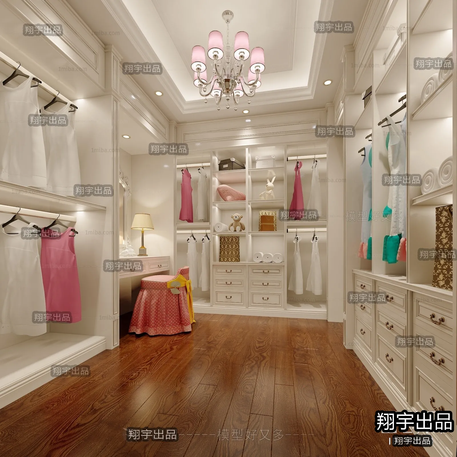 Dressing Room 3D Interior Scene - European Style - 026