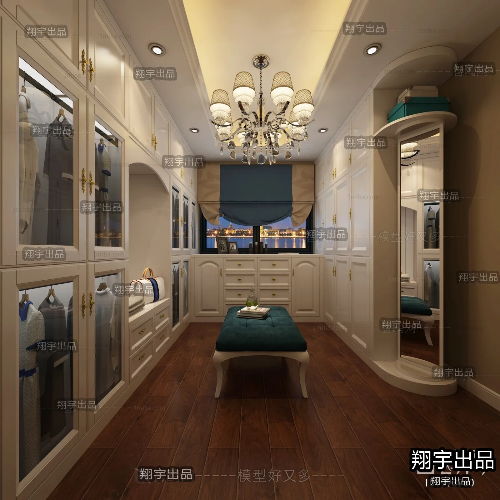Dressing Room 3D Interior Scene - European Style - 028