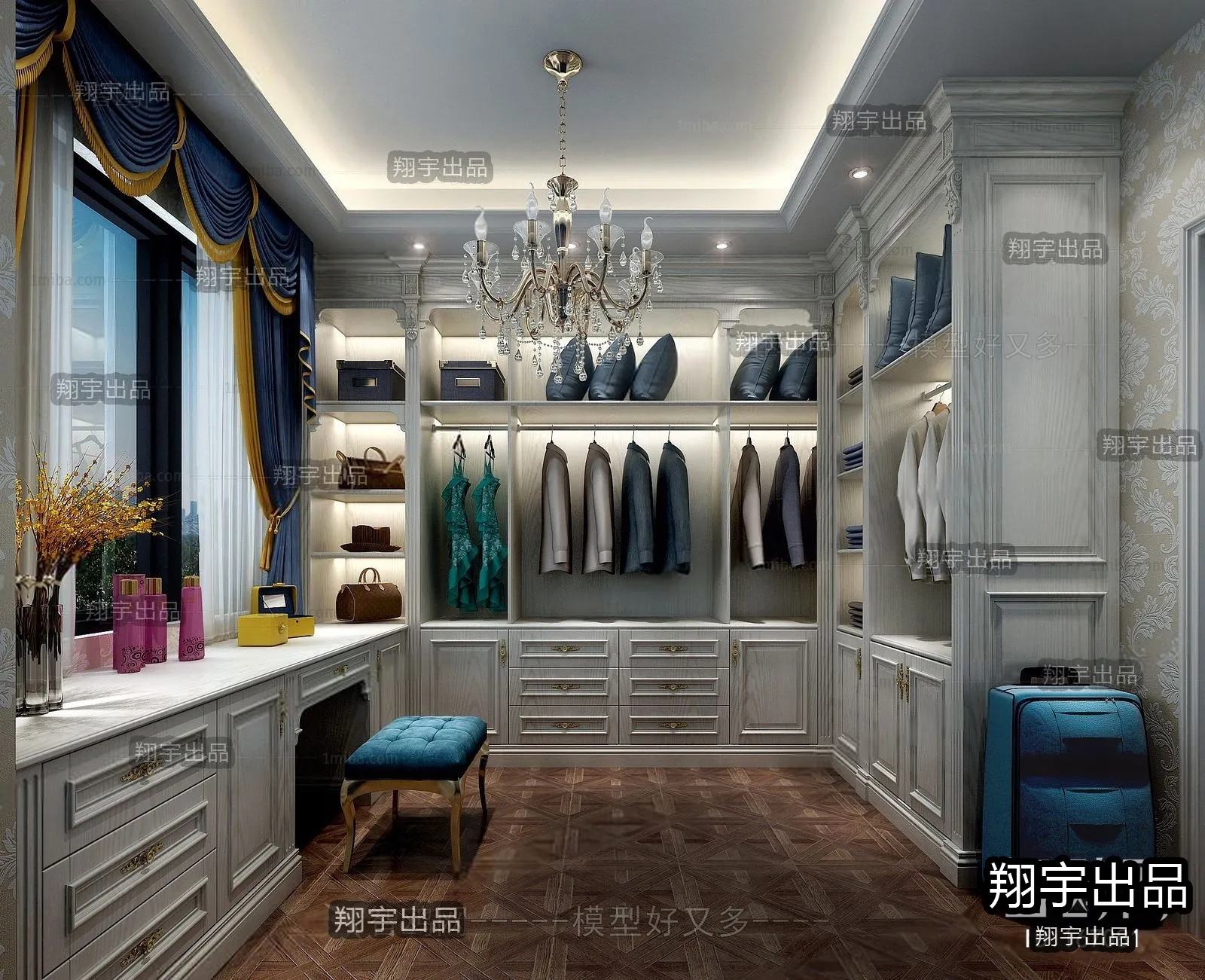 Dressing Room 3D Interior Scene - European Style - 029