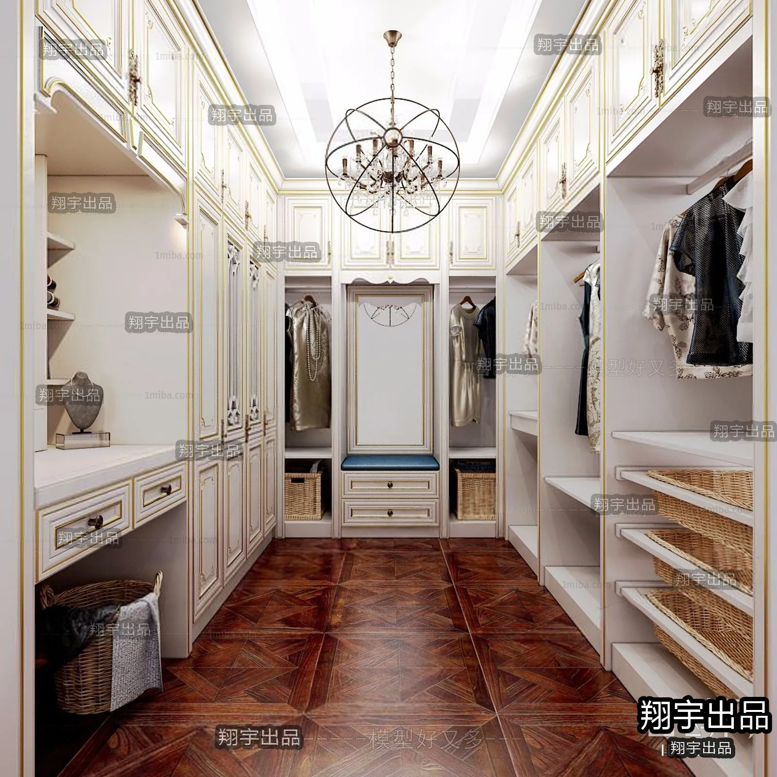 Dressing Room 3D Interior Scene - European Style - 031