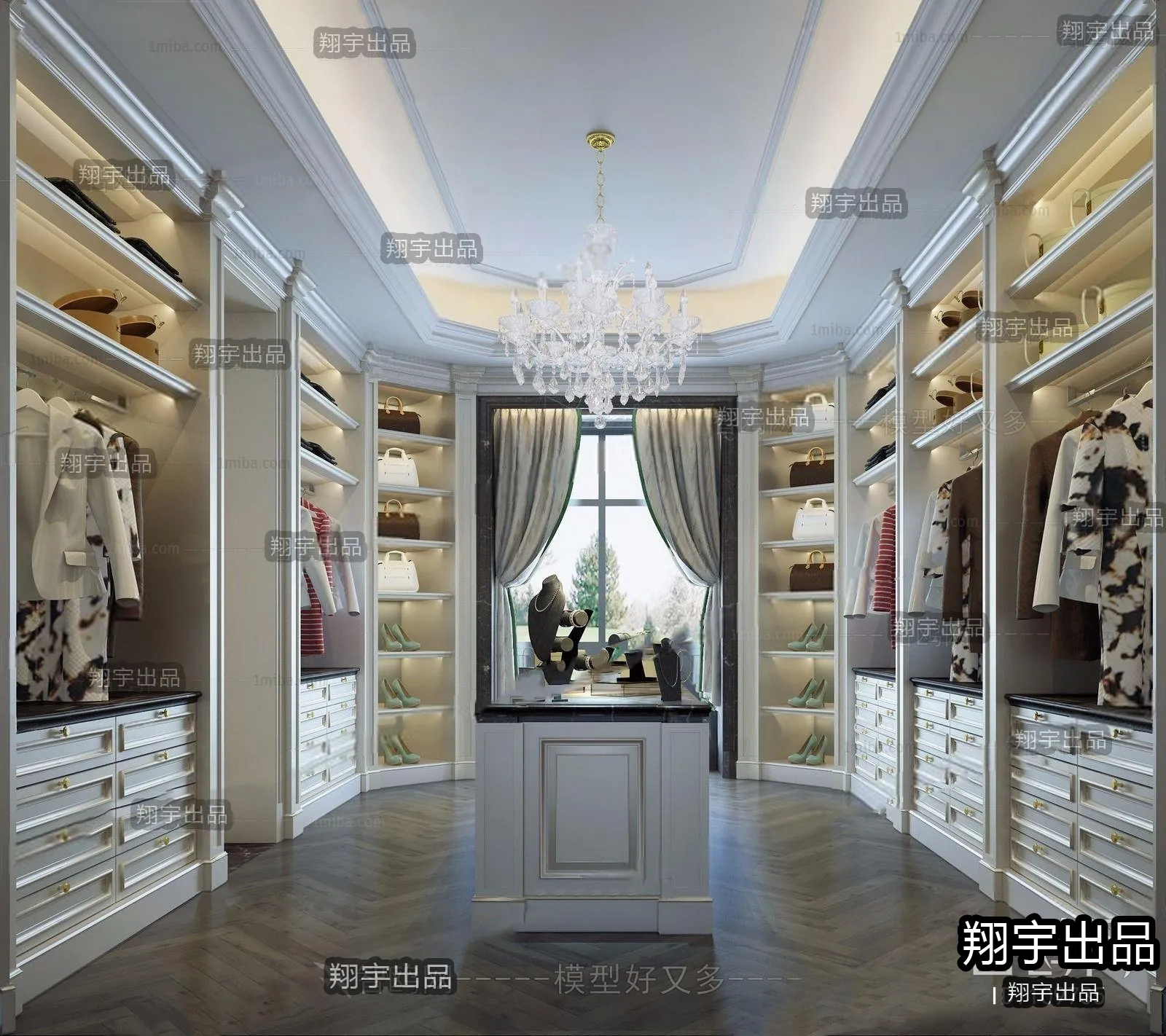 Dressing Room 3D Interior Scene - European Style - 033