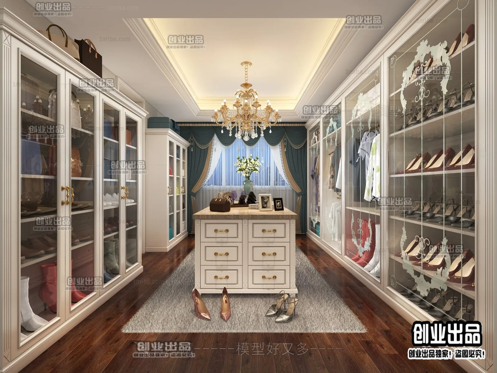 Dressing Room 3D Interior Scene - European Style - 034
