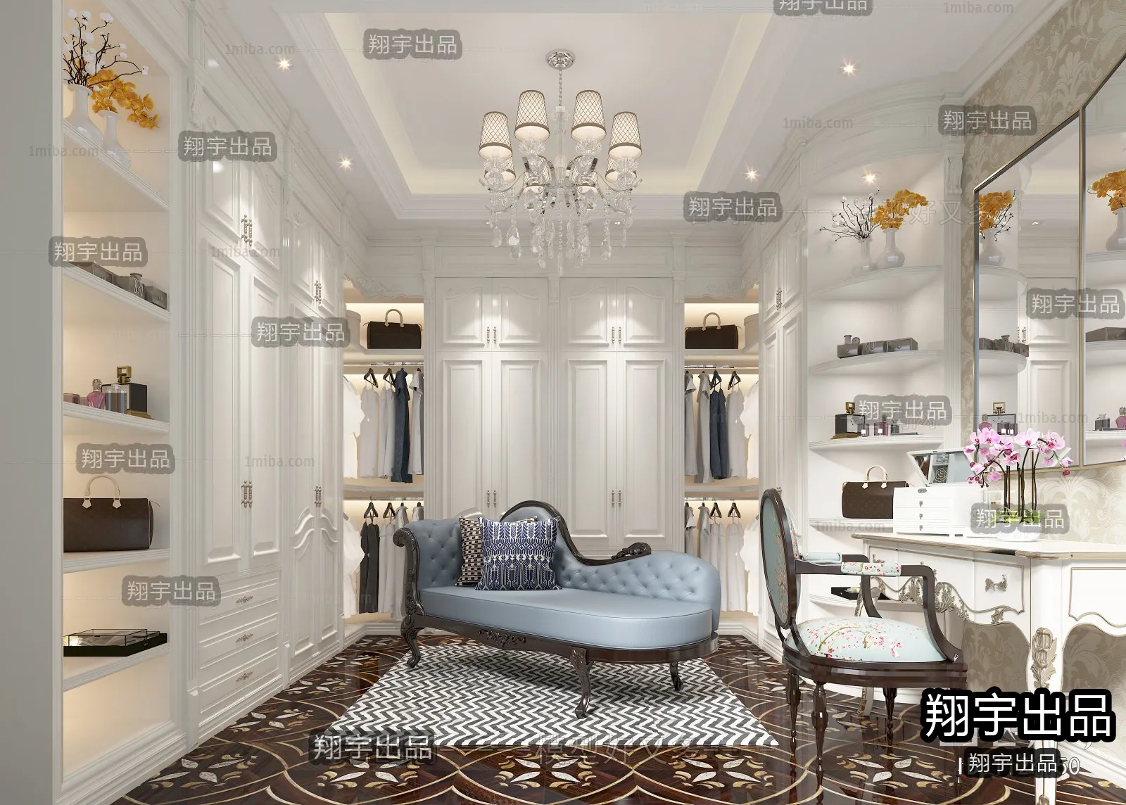 Dressing Room 3D Interior Scene - European Style - 036