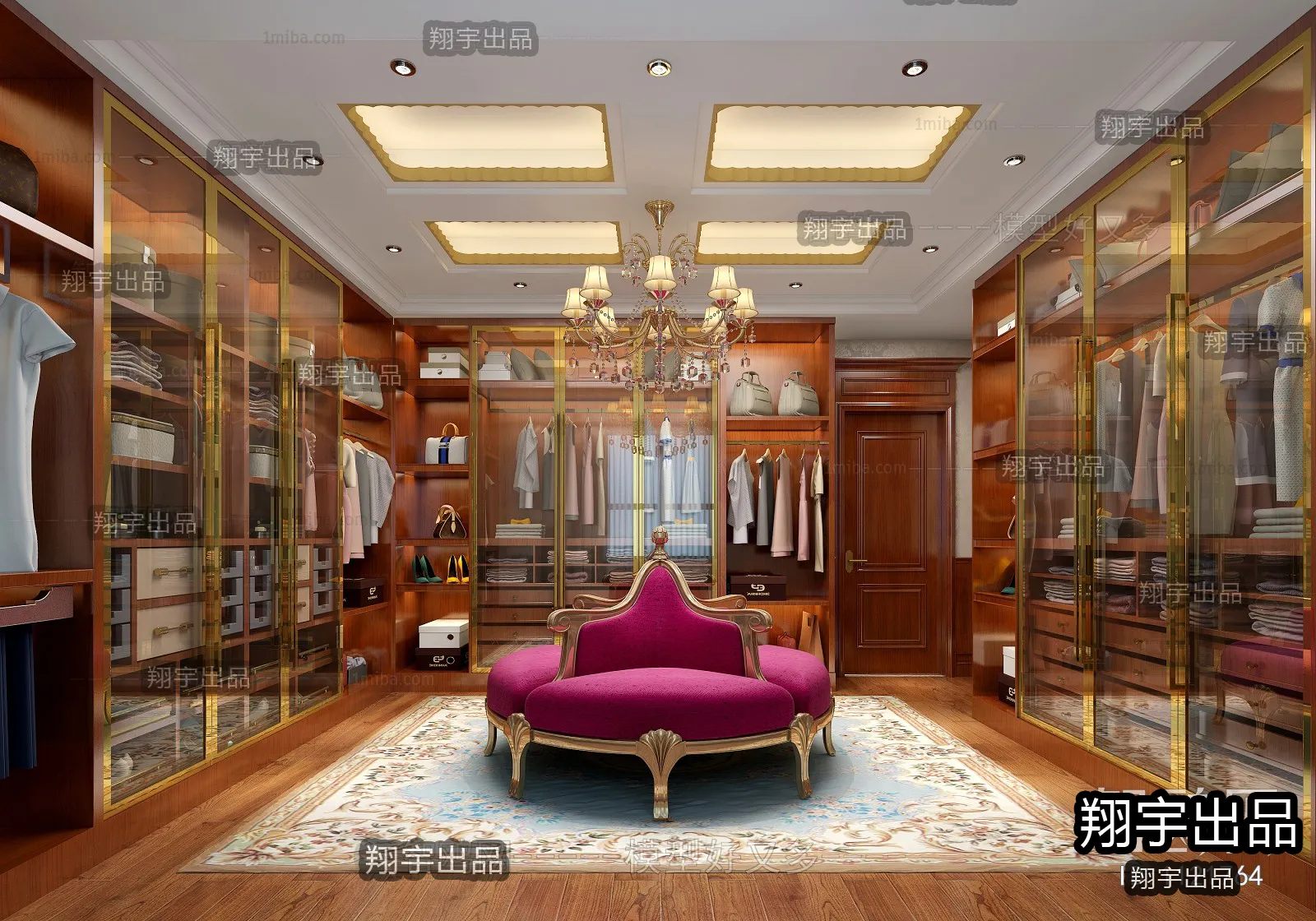 Dressing Room 3D Interior Scene - European Style - 037