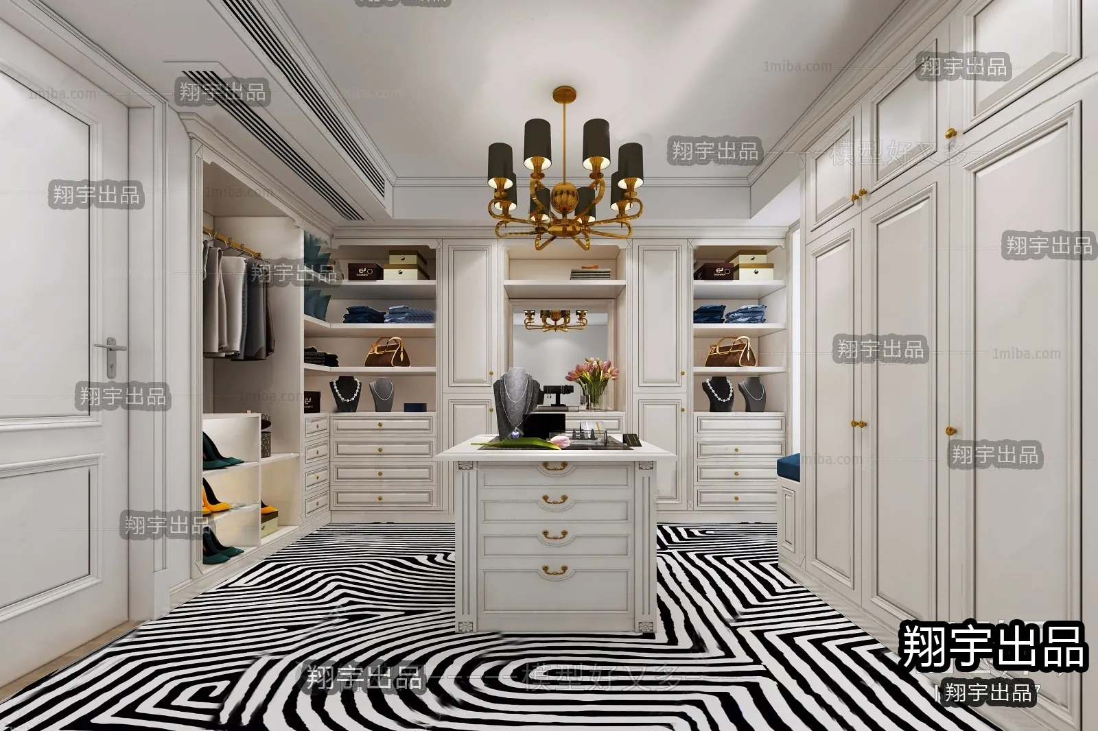 Dressing Room 3D Interior Scene - European Style - 038