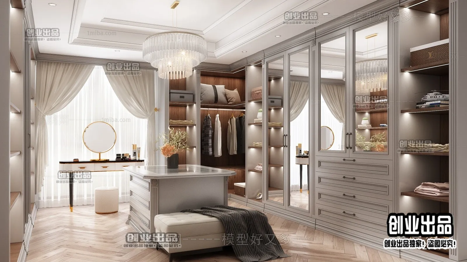 Dressing Room 3D Interior Scene - European Style - 039