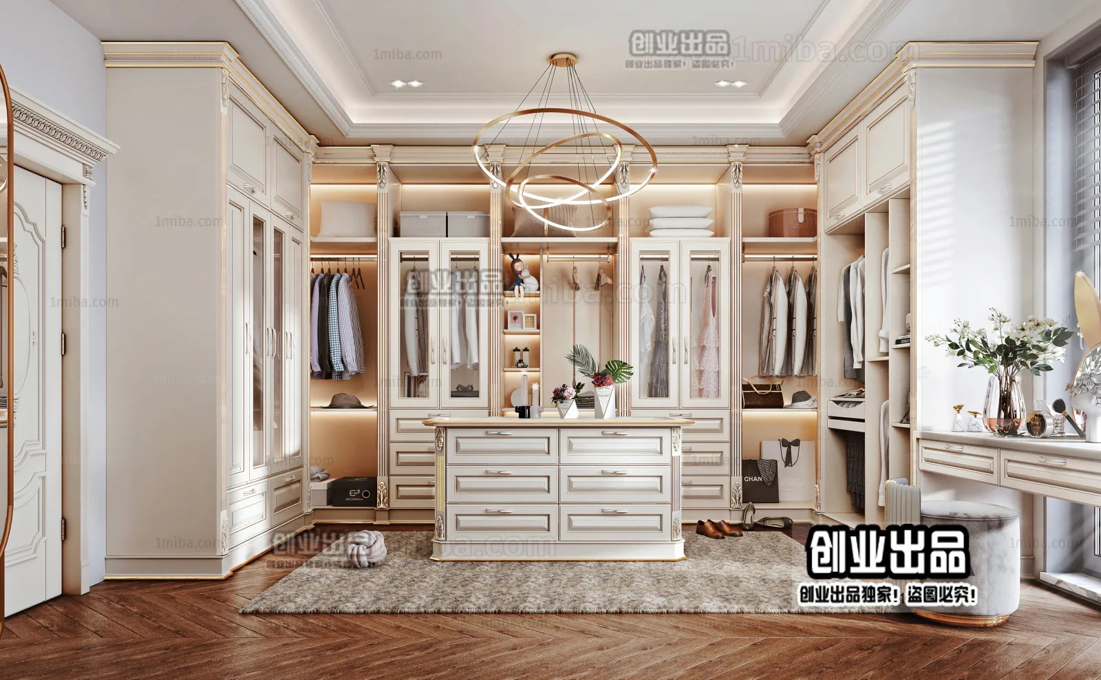 Dressing Room 3D Interior Scene - European Style - 040
