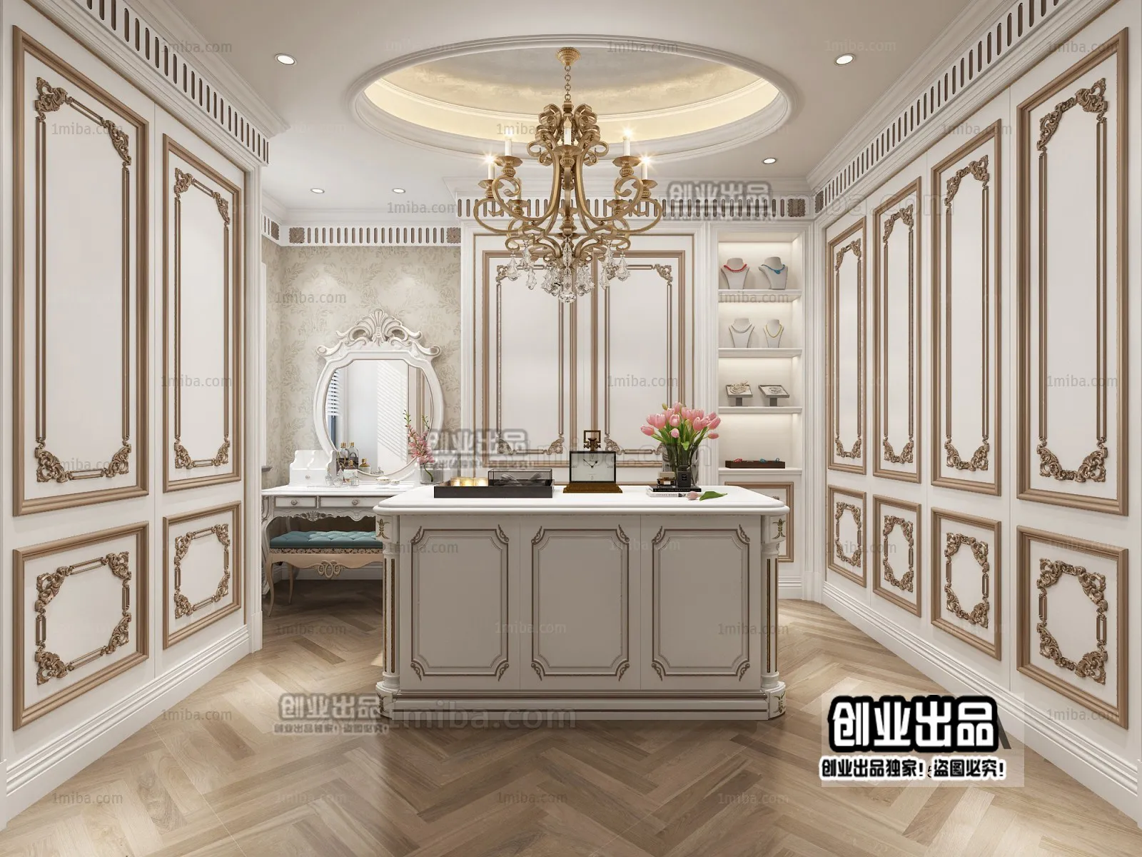 Dressing Room 3D Interior Scene - European Style - 041