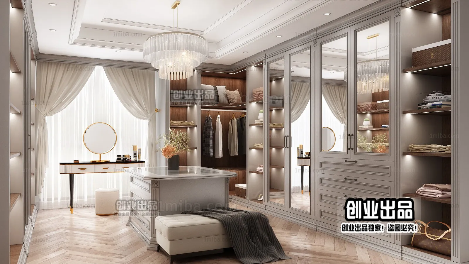 Dressing Room 3D Interior Scene - European Style - 042