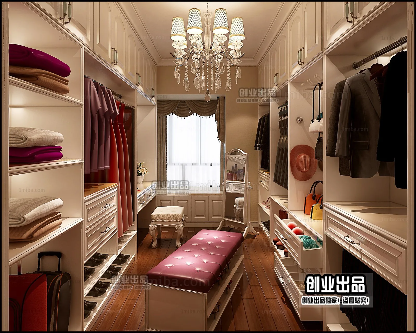 Dressing Room 3D Interior Scene - European Style - 043