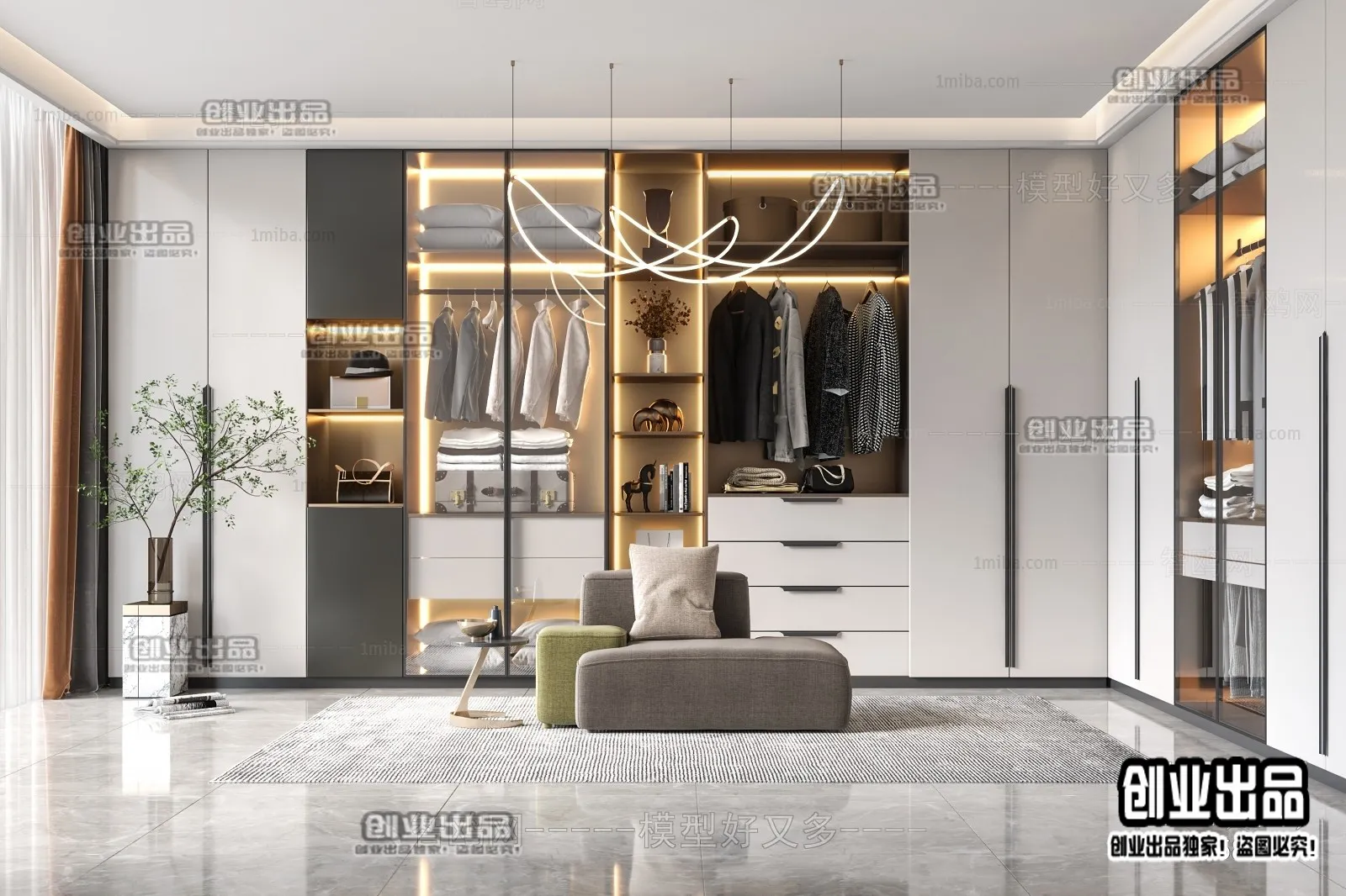 Dressing Room 3D Interior Scene - Modern Style - 002