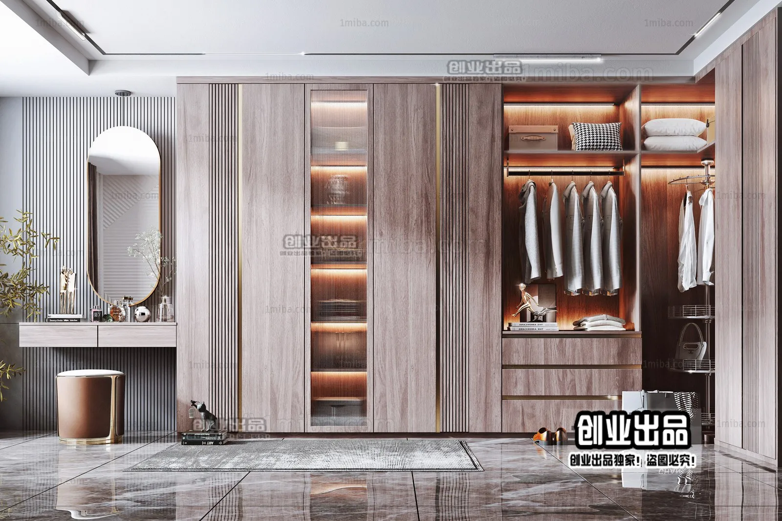 Dressing Room 3D Interior Scene - Modern Style - 004