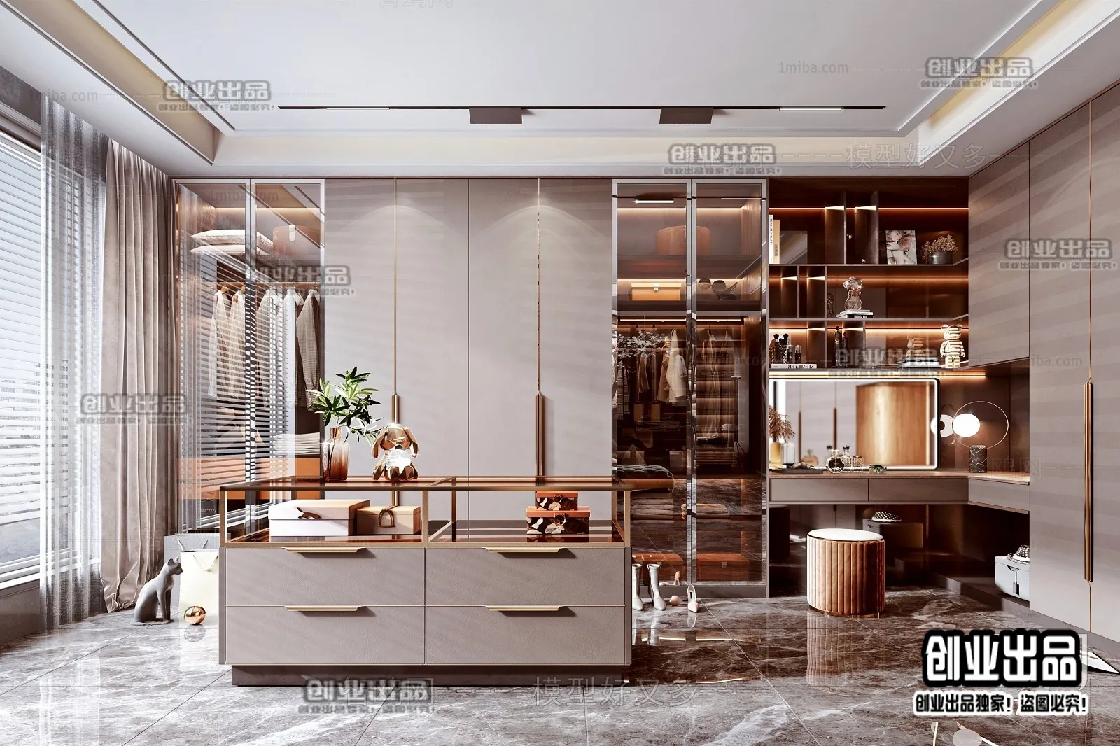 Dressing Room 3D Interior Scene - Modern Style - 012