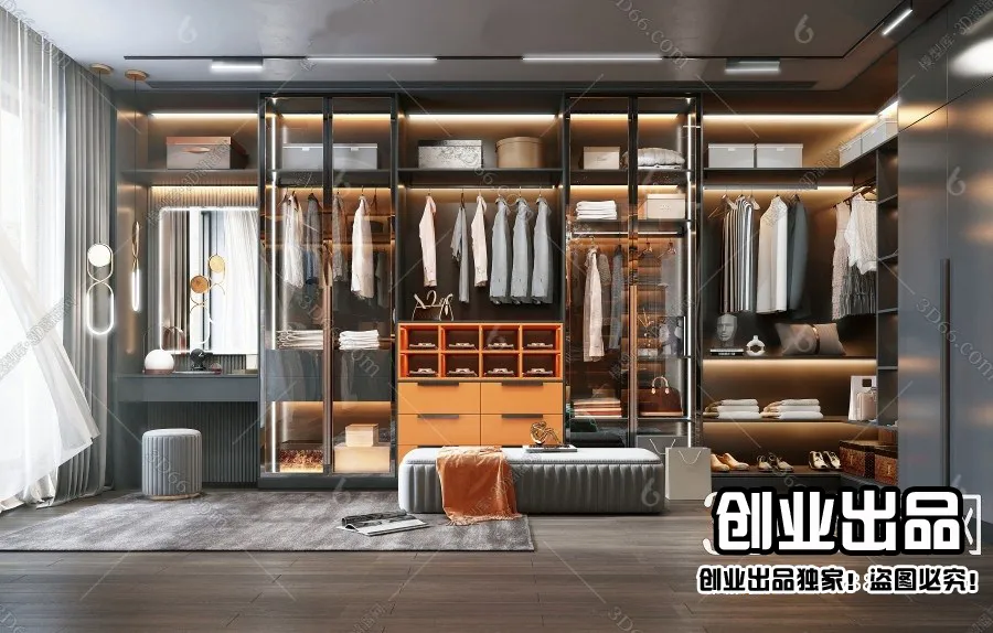 Dressing Room 3D Interior Scene - Modern Style - 014