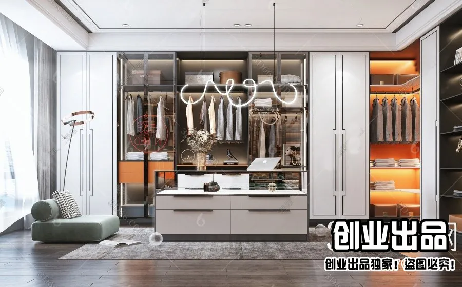 Dressing Room 3D Interior Scene - Modern Style - 017