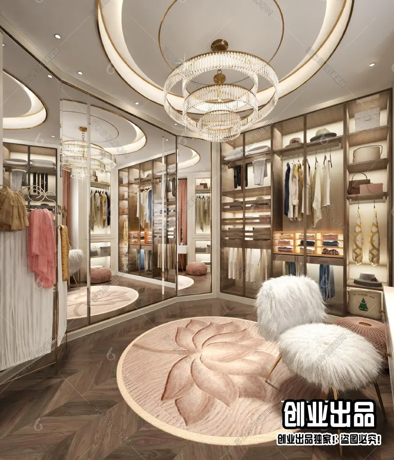 Dressing Room 3D Interior Scene - Modern Style - 021