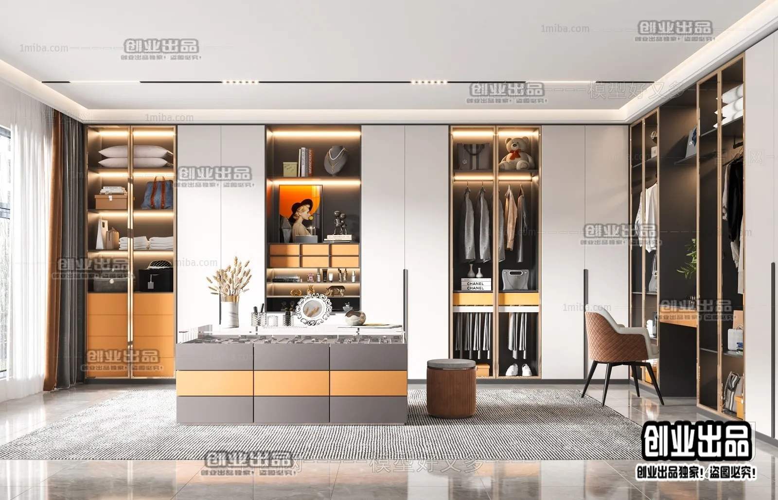 Dressing Room 3D Interior Scene - Modern Style - 023