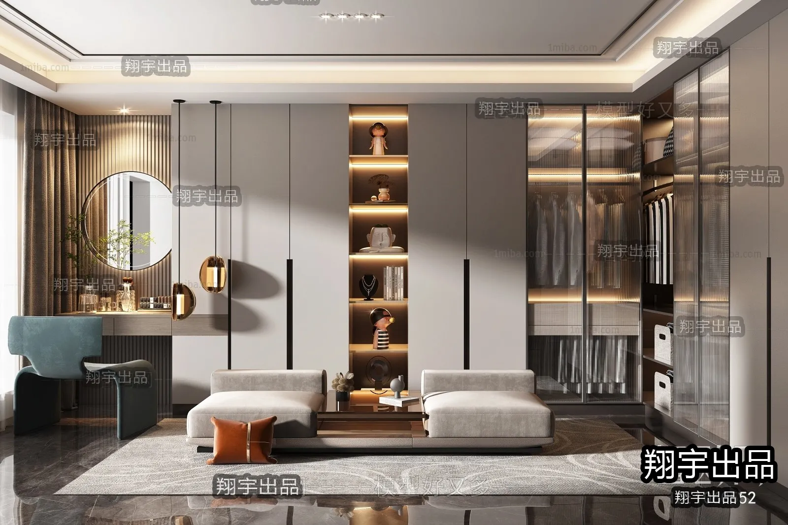 Dressing Room 3D Interior Scene - Modern Style - 031