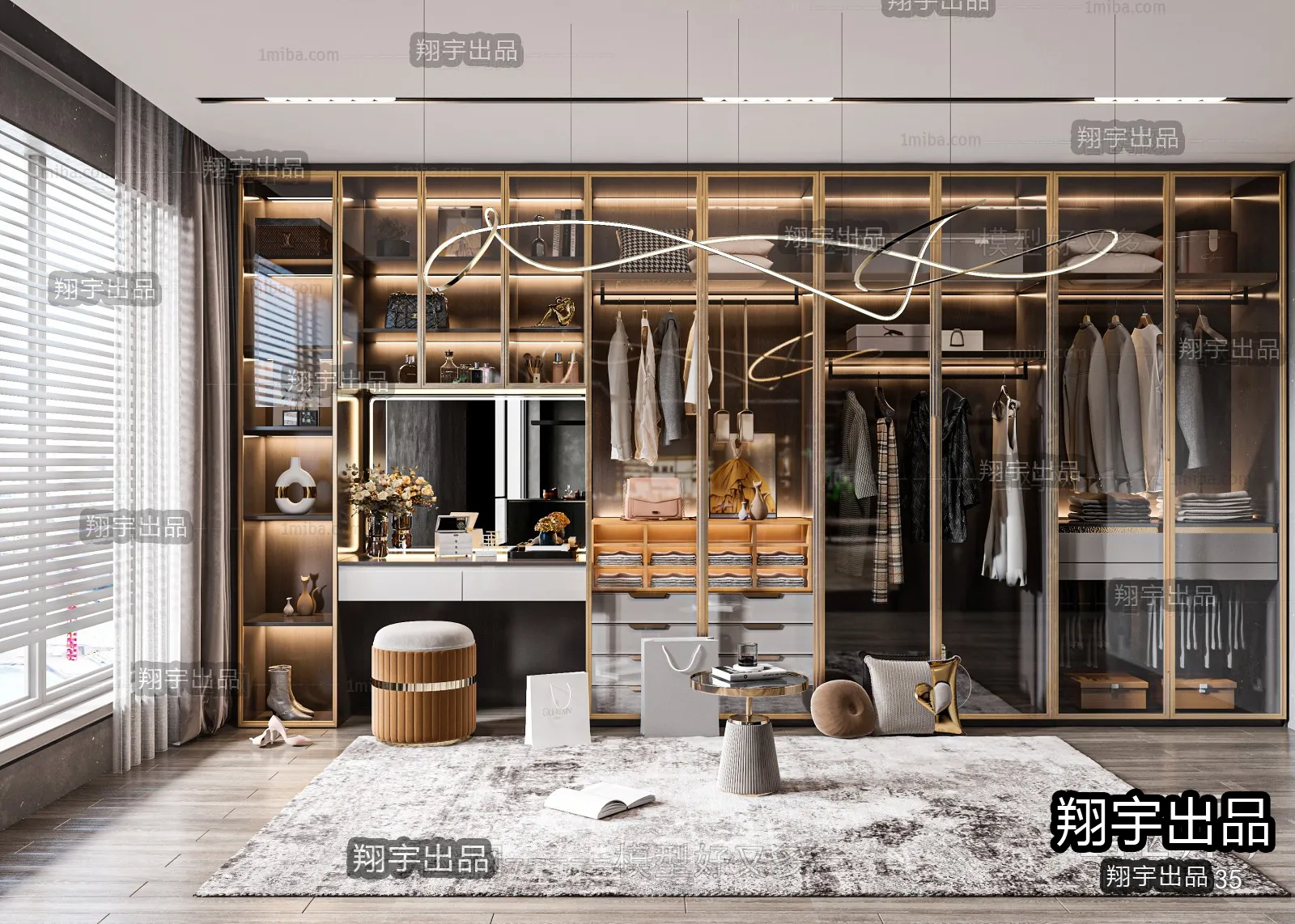 Dressing Room 3D Interior Scene - Modern Style - 032