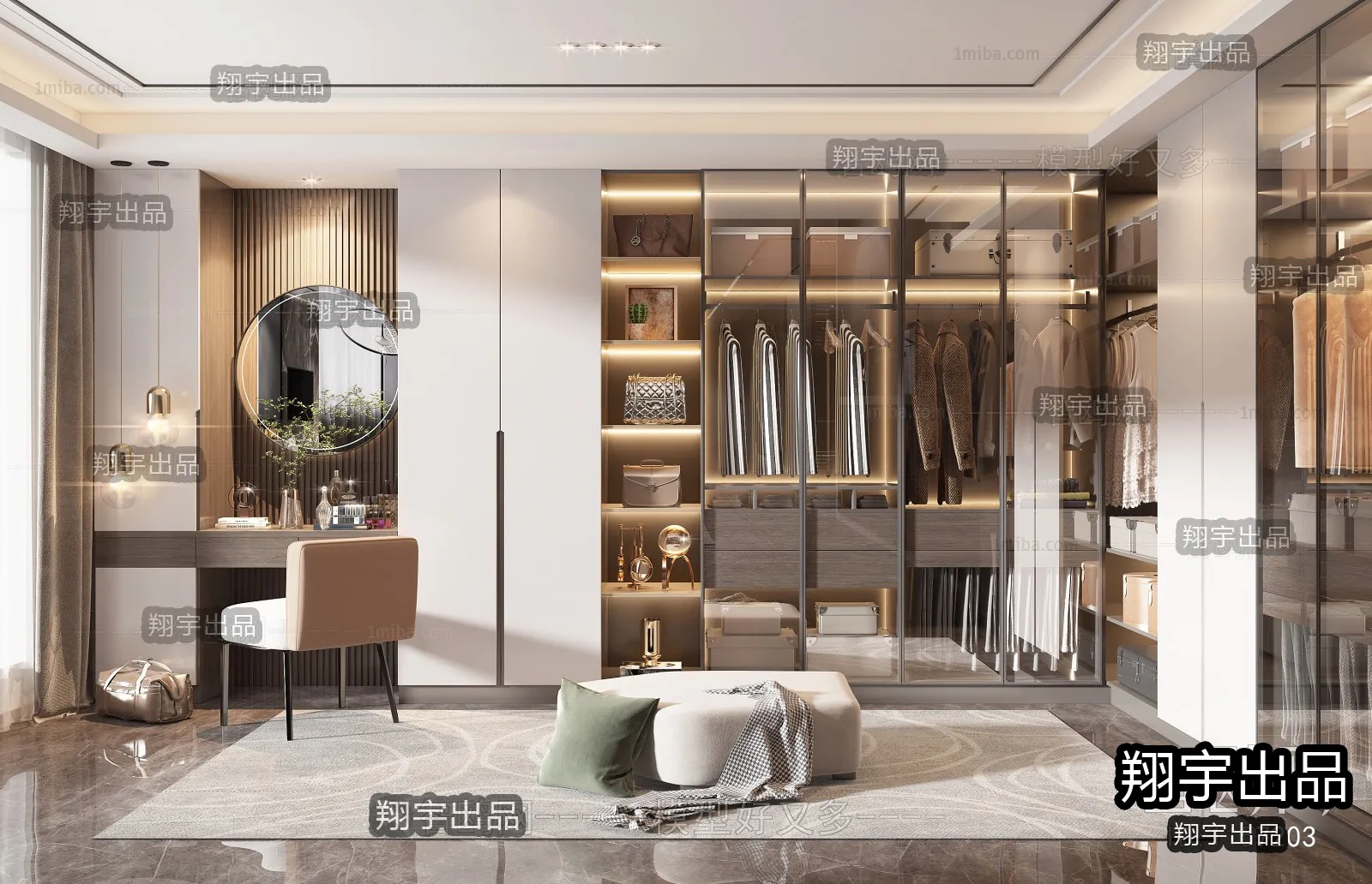 Dressing Room 3D Interior Scene - Modern Style - 035