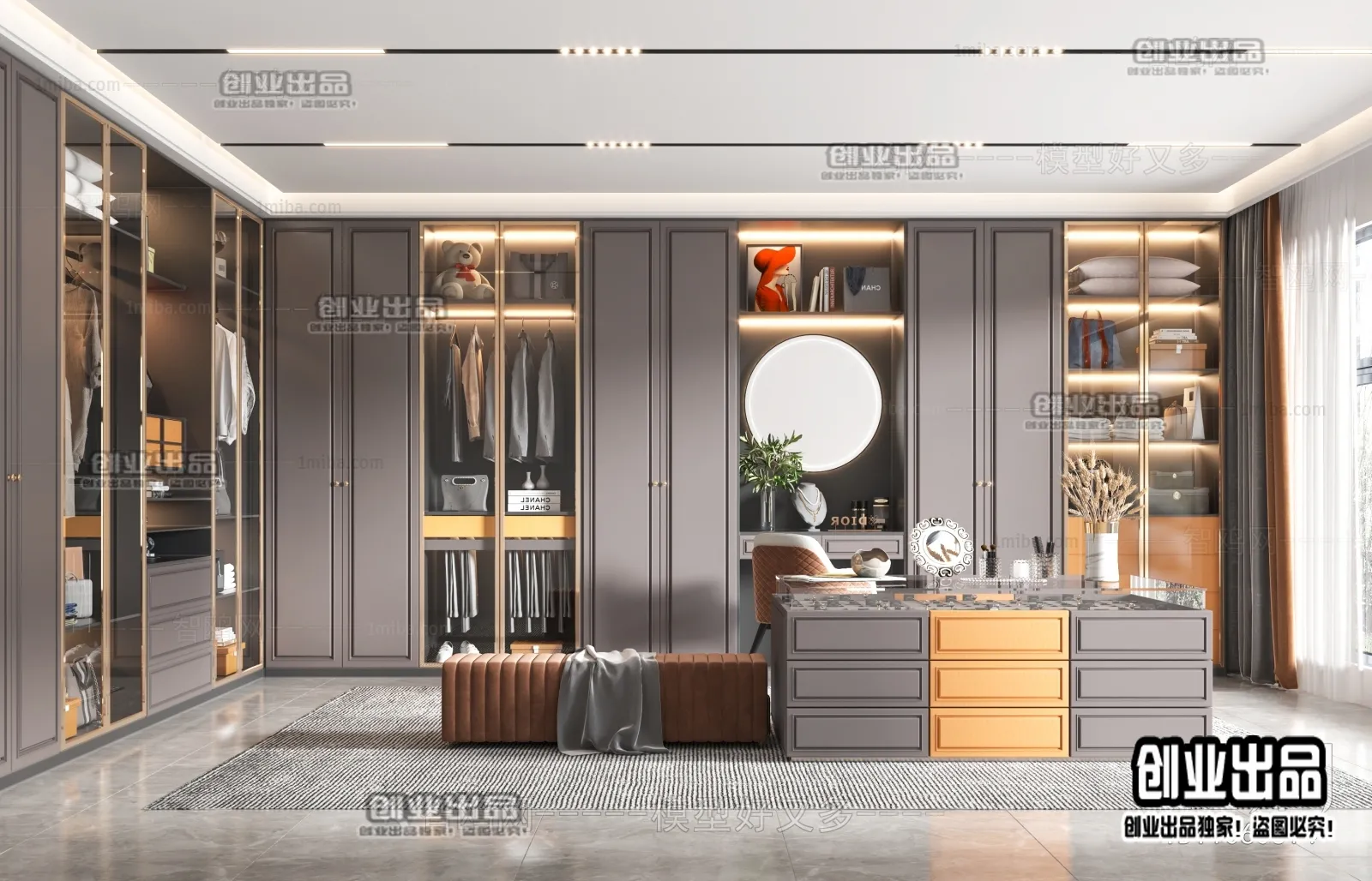 Dressing Room 3D Interior Scene - Modern Style - 045