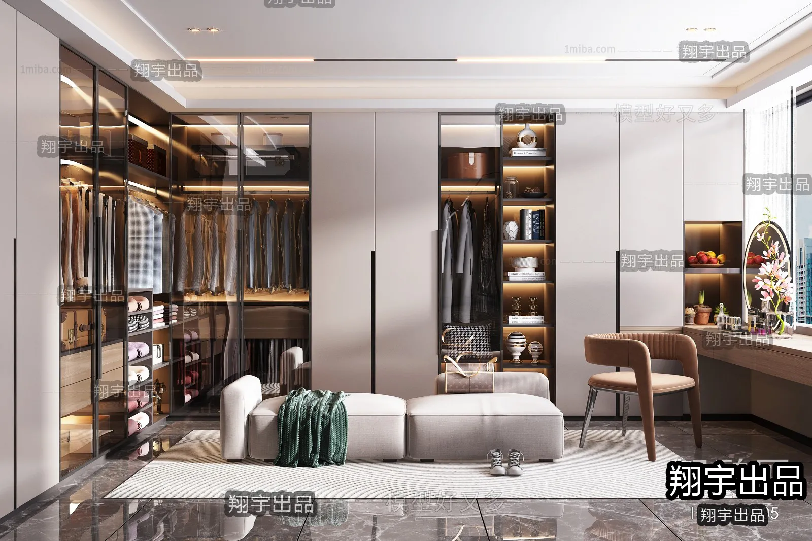 Dressing Room 3D Interior Scene - Modern Style - 046