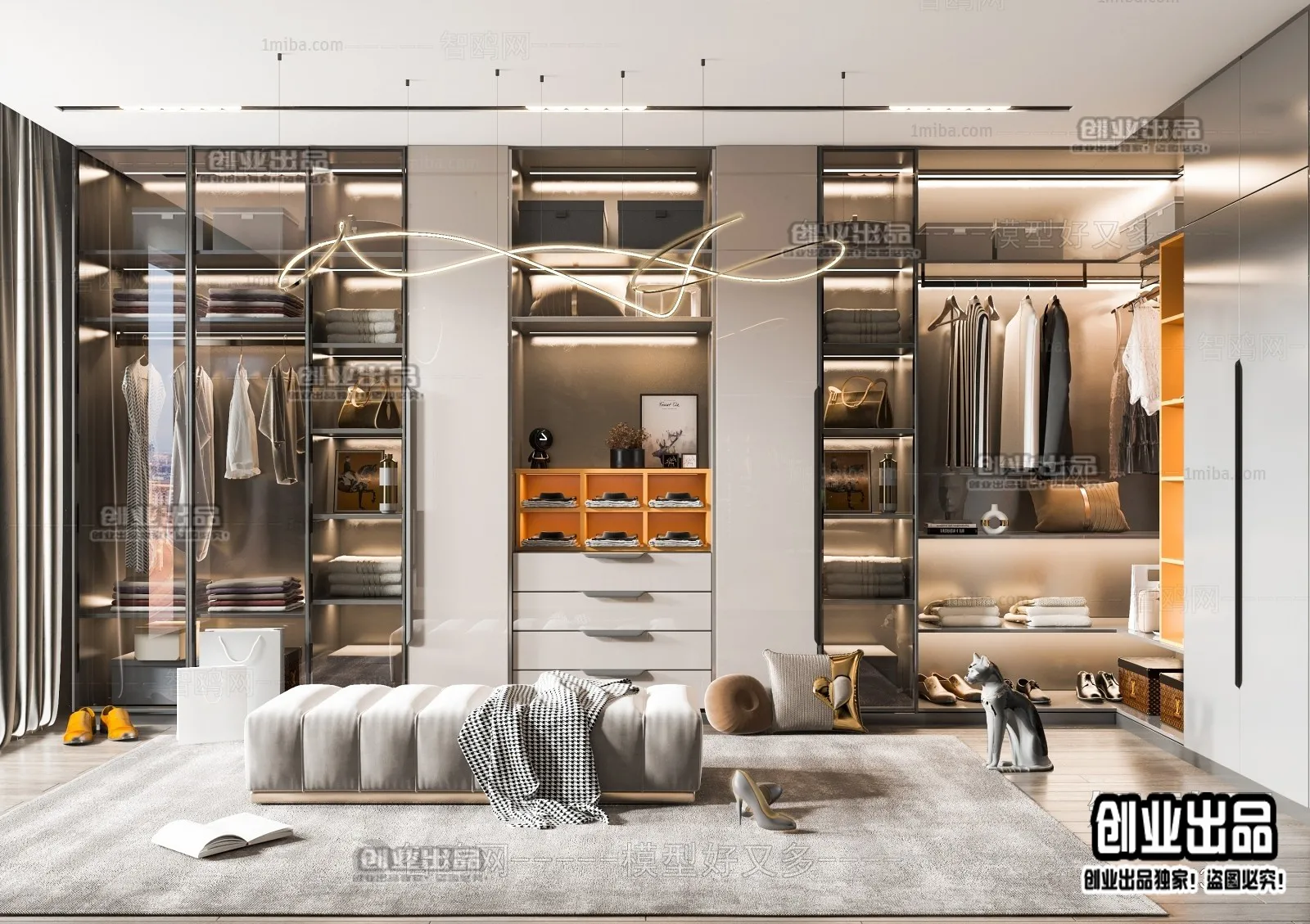 Dressing Room 3D Interior Scene - Modern Style - 049
