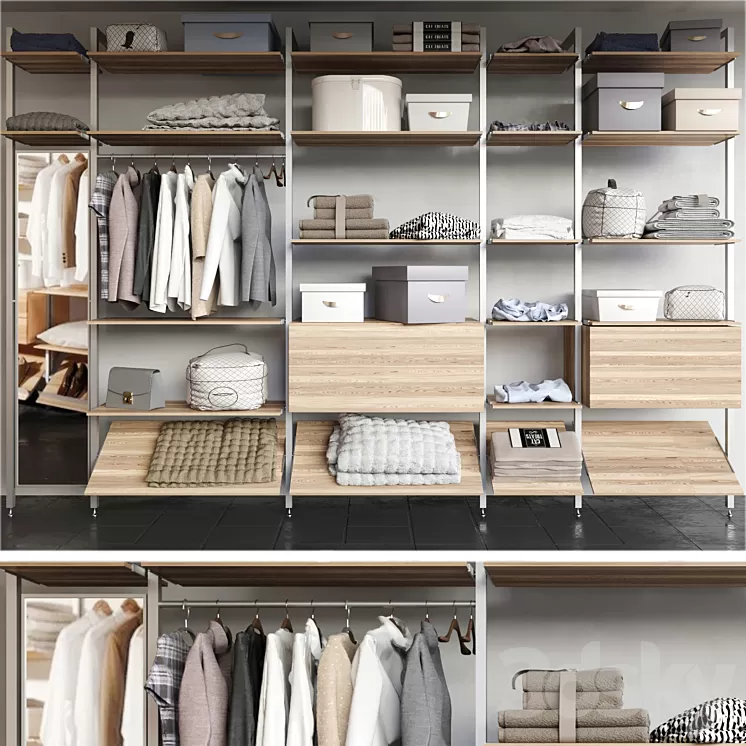 Dressing room with clothes shoes and other clothes. clothing 3D Model