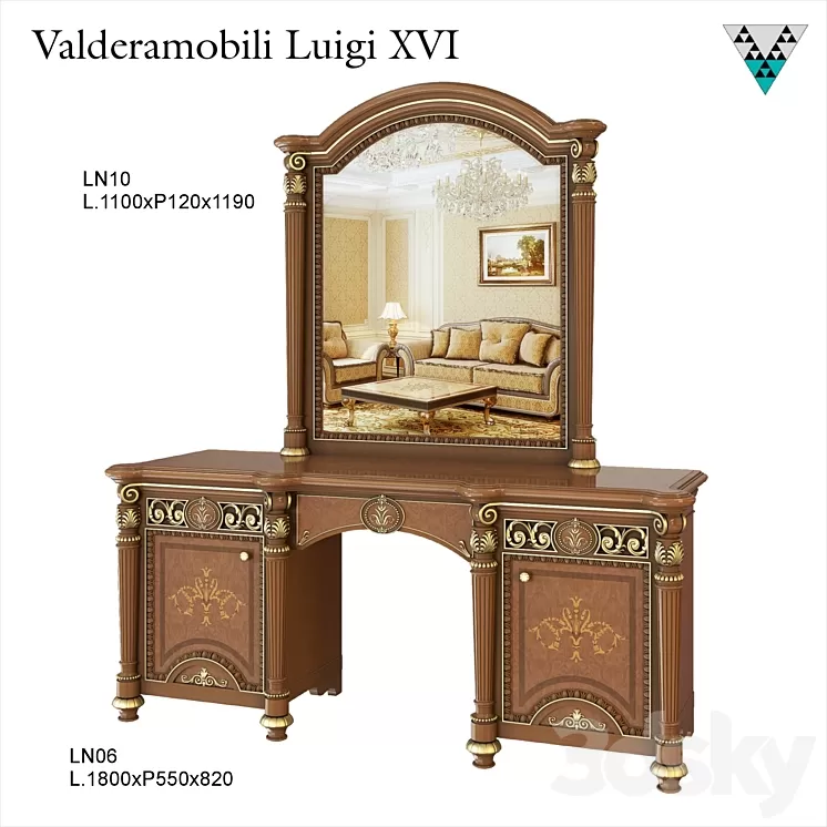 Dressing table and mirror Valderamobili Luigi XVI 3D Model