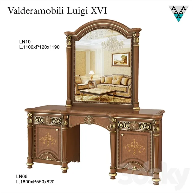 Dressing table and mirror Valderamobili Luigi XVI 3DModel