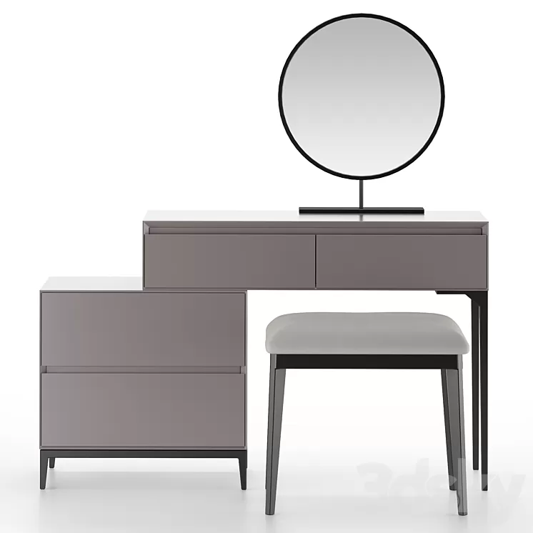 Dressing table HOMARY Gray Makeup Vanity Set 3D Model Free