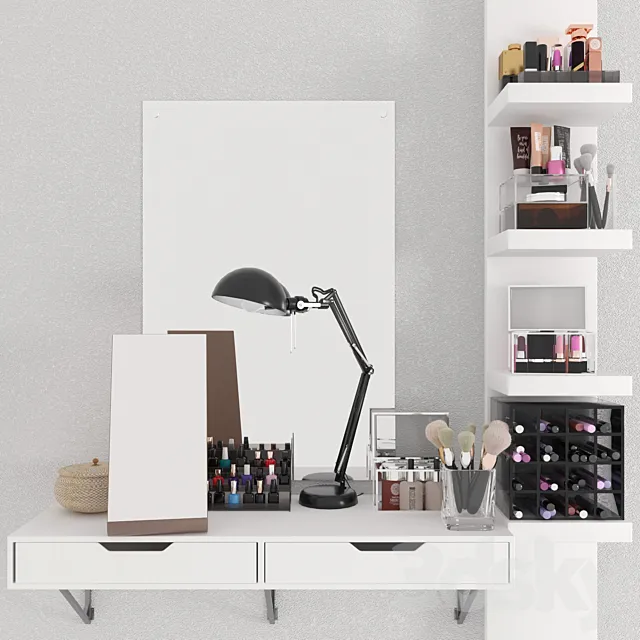 Dressing table with make-up cosmetics. Beauty saloon 3D Model