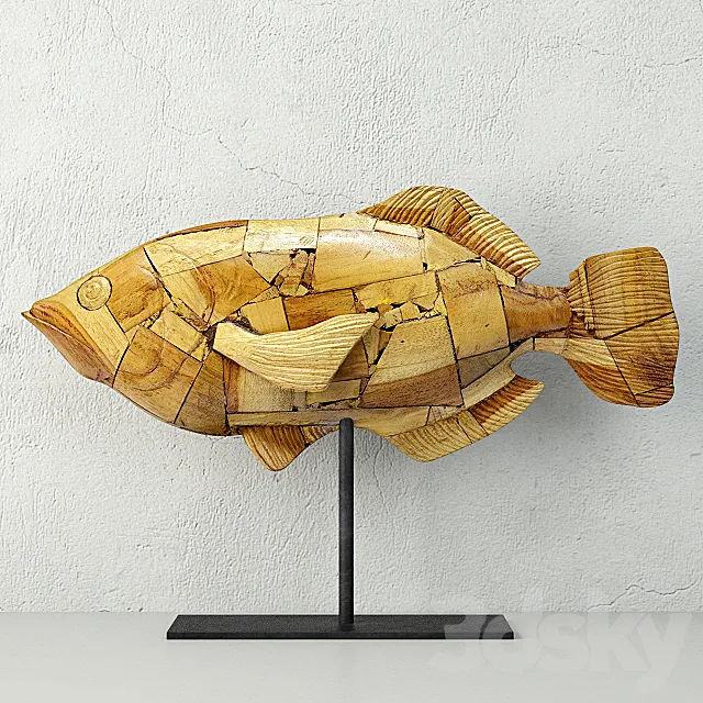 Driftwood Mosaic Fish _ Palecek 3DModel