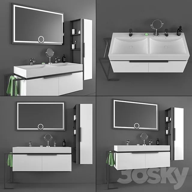 DRN bathroom cabinet and sink set 3D Model