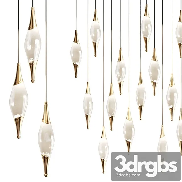 Drop pendant lamp with metal tips fame 3D Model Free