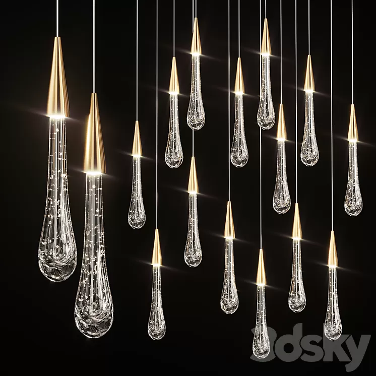 Drop Shaped Pendant Lamp Fial Light 3D Model