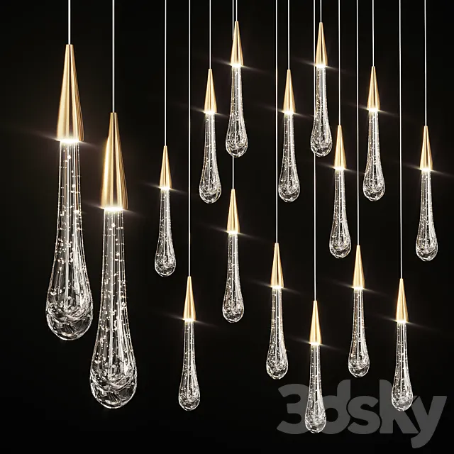 Drop Shaped Pendant Lamp Fial Light 3D Model