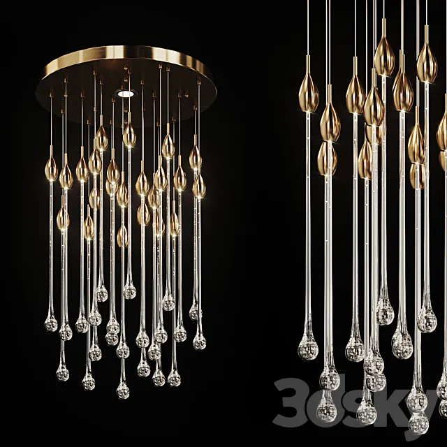 Drop shaped pendant lamp RAINY 3D Model