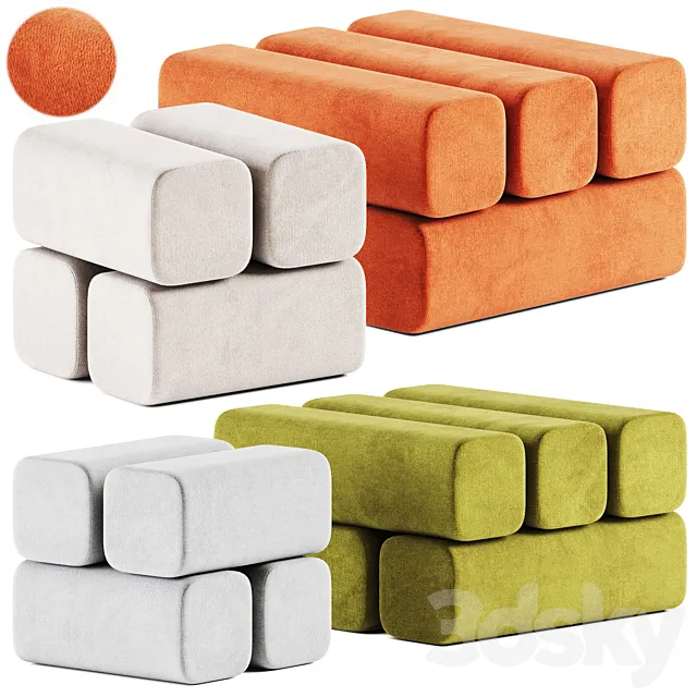 Drova Pouf 4 and 6 by Woo Furniture _ Pouf 3D Model