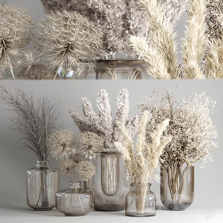 Dry Bouquet Collection 05 - Dried autumn plants and flowers 3D Model Free