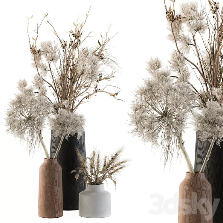 Dry plants 33 - Pampas and Dried Branch 3D Model
