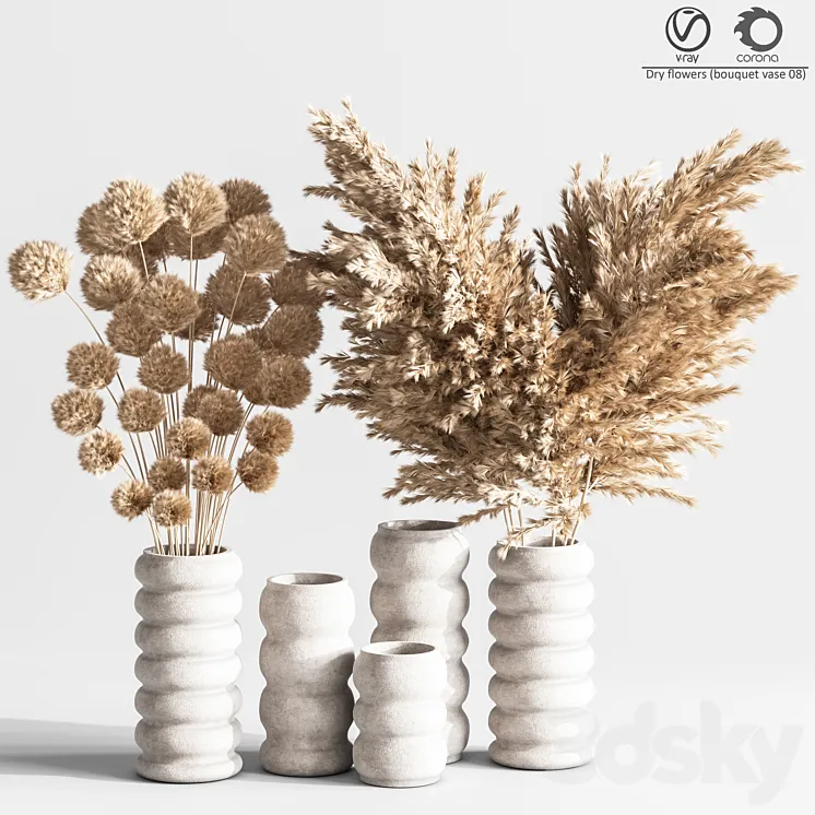 Dry_flowers_(bouquet_vase_09) 3D Model Free