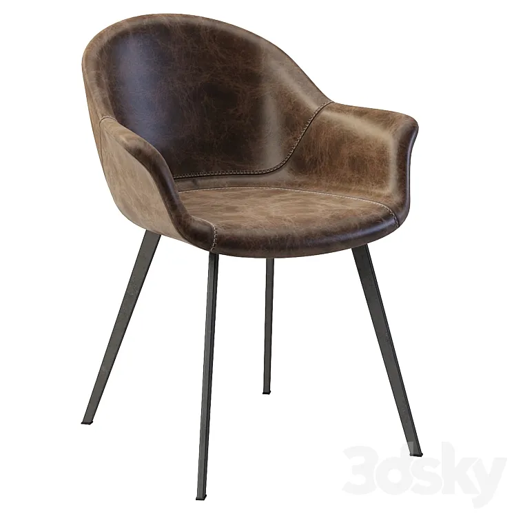 Dublin Mid-Century Modern Dining Tub Chair 3D Model Free