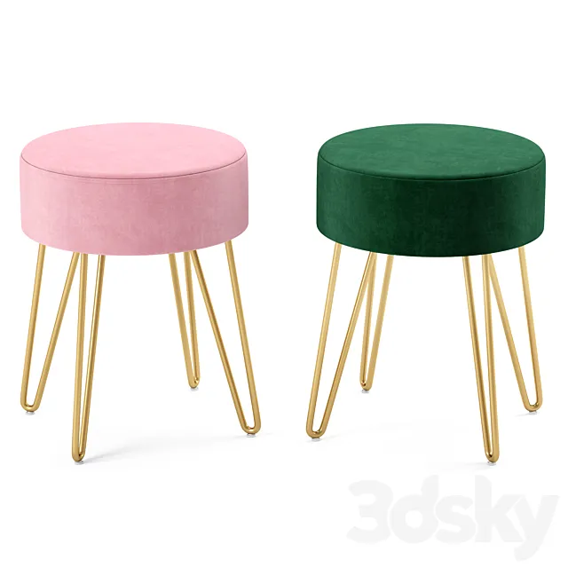 Duhome Modern Velvet Upholstered Ottoman 3D Model