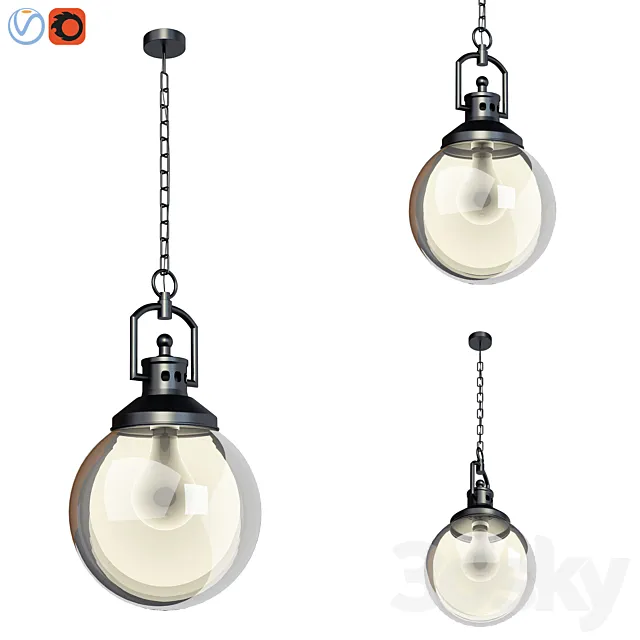 Duke Oversized Indoor Outdoor Recycled Glass Pendant 3D Model