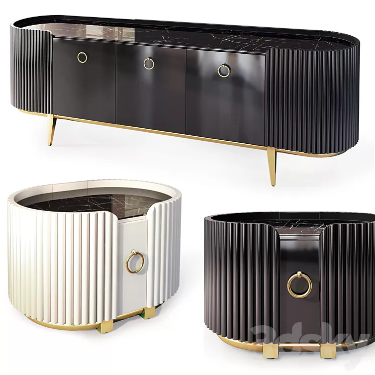 Dumas chest of drawers and bedside table. Nightstand sideboard by Deprimo 3D Model