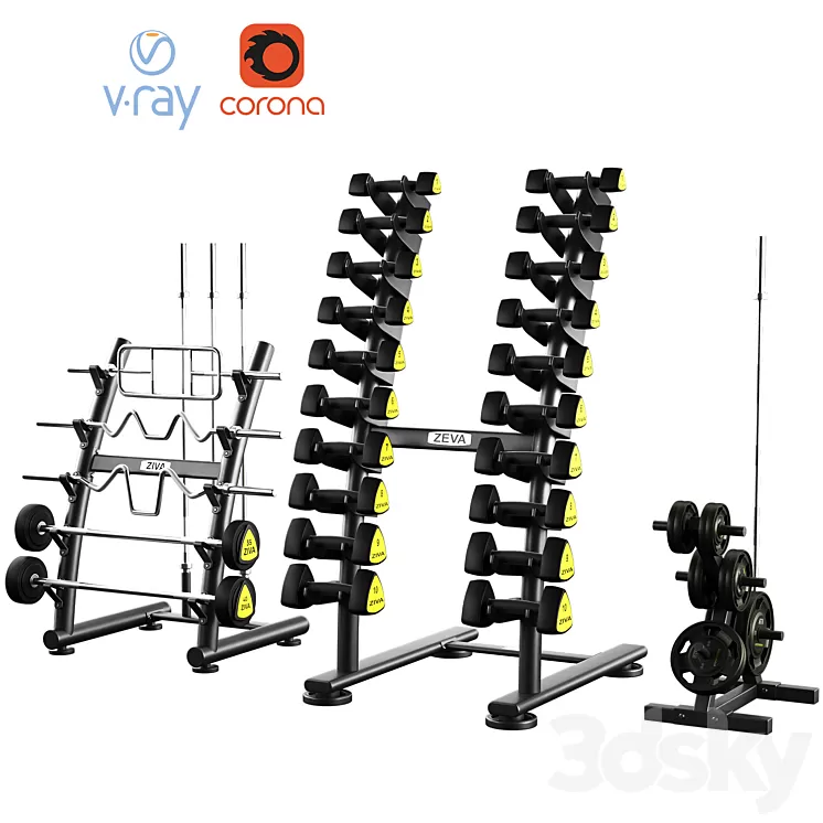 Dumbbell barbell set ZIVA 3D Model Free