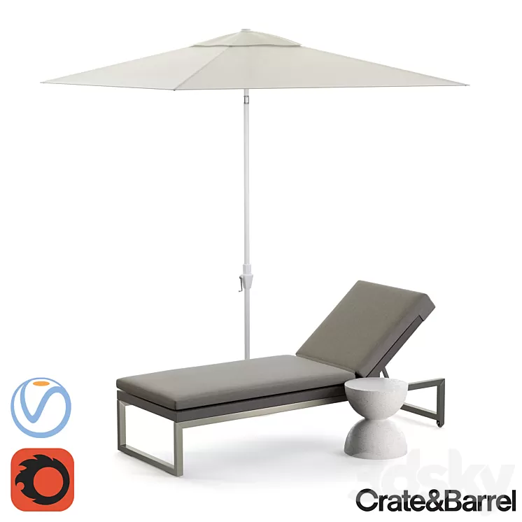 Dune Chaise Lounge with Sunbrella 3D Model